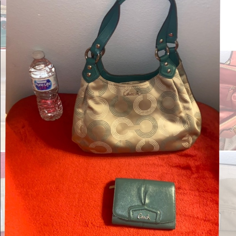 COACH OP Art Dotted Ashley Hobo Handbag and Wallet